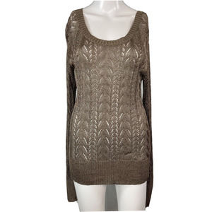The Limited Sweater Womens Sz L Gold Metallic Open Knit‎ Lightweight Scoop Neck